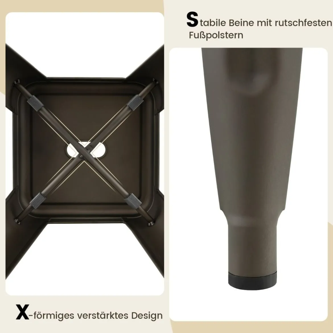 4er Set Barhocker mit Fußstütze bis 150kg Belastbar Stapelbare Küchenhocker Sitzhocker Gun