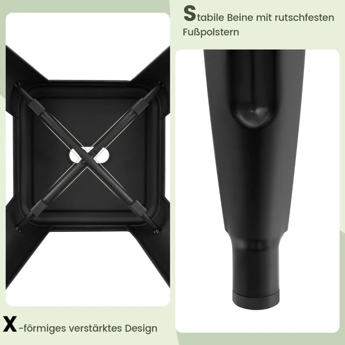 4er Set Barhocker mit Fußstütze bis 150kg Belastbar Stapelbare Küchenhocker Sitzhocker Schwarz