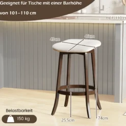 2er Set Barhocker mit Gepolsterten Sitzen Drehbarer Thekenhocker Sitzhocker Braun