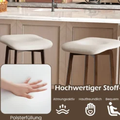 2er Set Barhocker mit Gepolsterten Sitzen Drehbarer Thekenhocker Sitzhocker Braun