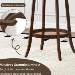 2er Set Barhocker mit Gepolsterten Sitzen Drehbarer Thekenhocker Sitzhocker Braun