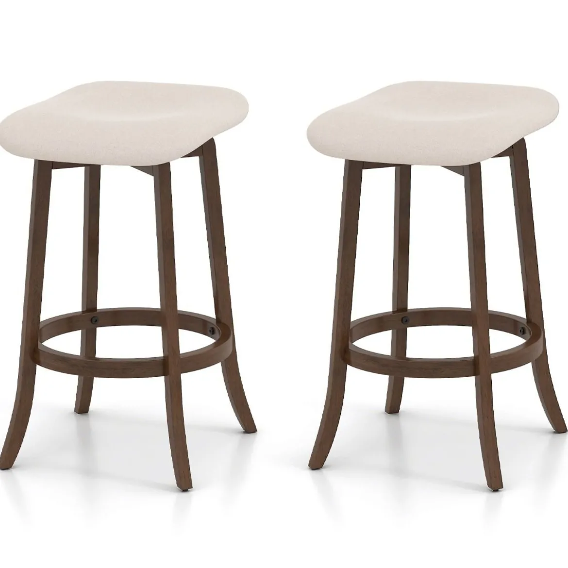 2er Set Barhocker mit Gepolsterten Sitzen Drehbarer Thekenhocker Sitzhocker Braun