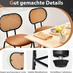 2er Set Barhocker Moderne Esszimmerstühle aus Kunstleder 52 x 48 x 107 cm