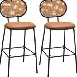 2er Set Barhocker Moderne Esszimmerstühle aus Kunstleder 52 x 48 x 107 cm