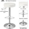 2er-Set Barhocker rückenlose Kneipenhocker aus PU-Leder mit einstellbarer Höhe Weiß