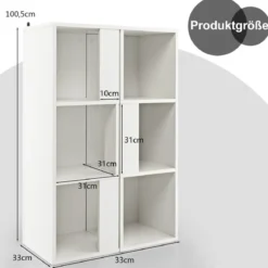 2er Set Bücherregal aus Holz mit Kippsicherung 3 Ebenen Standregal 33 x 33 x 100,5 cm Weiß