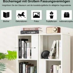 2er Set Bücherregal aus Holz mit Kippsicherung 3 Ebenen Standregal 33 x 33 x 100,5 cm Weiß