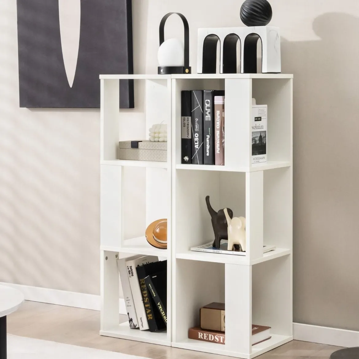 2er Set Bücherregal aus Holz mit Kippsicherung 3 Ebenen Standregal 33 x 33 x 100,5 cm Weiß