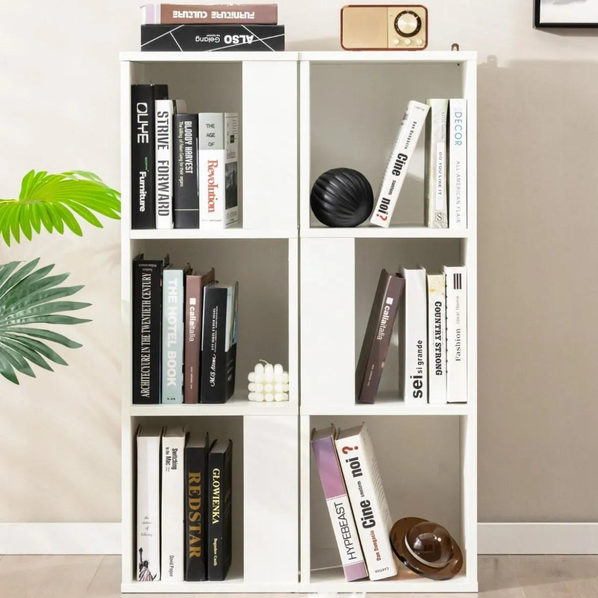 2er Set Bücherregal aus Holz mit Kippsicherung 3 Ebenen Standregal 33 x 33 x 100,5 cm Weiß