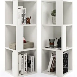 2er Set Bücherregal aus Holz mit Kippsicherung 3 Ebenen Standregal 33 x 33 x 100,5 cm Weiß