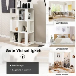 2er Set Bücherregal aus Holz mit Kippsicherung 3 Ebenen Standregal 33 x 33 x 100,5 cm Weiß