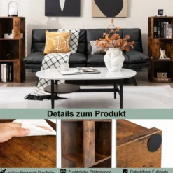2er Set Bücherregal mit Kippsicherung 3 Ebenen Standregal 33 x 33 x 100,5 cm Rustikales Braun