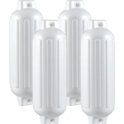 4er Set Bootsfender Langfender Kugelfender Set Boot Rammschutz Stegfender 68,5 x 21,5 cm Weiß