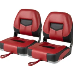 2er Set Bootssitz klappbar Bootsstuhl mit 11 cm dicker Schwammpolsterung gepolsterter Steuerstuhl 50 x 42 x 52 cm Rot
