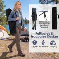 2er Set Campingstuhl mit Abnehmbarer Fußablage & Verstellbarer Rückenlehne & Kopfstütze Angelstuhl
