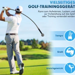 2er Set 120cm Golfschwungtrainer-Hilfe mit Gewichts-Kopf Golf Trainingshilfe Schwungtrainer Grau
