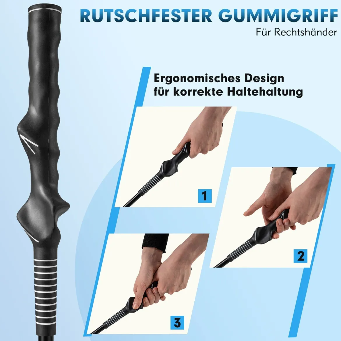 2er Set 120cm Golfschwungtrainer-Hilfe mit Gewichts-Kopf Golf Trainingshilfe Schwungtrainer Grau