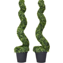 2er Set 120 cm künstlicher Buchsbaum künstliche Pflanze aus PE Kunstpflanze Grün