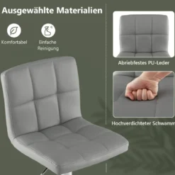 1/2er Set 360° Drehbarer Barhocker aus Kunstleder Höhenverstellbarer Barstuhl Sitzhocker