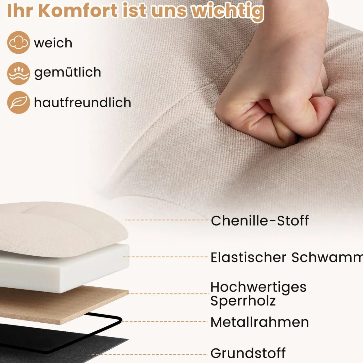 2er Set Drehbarer Barhocker mit Verstellbarer Höhe & Gepolstertem Sitz Barstuhl Küchenstuhl Beige