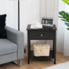 2er Set 2 Ebene Nachttisch mit Schublade Nachtkommode 48 x 40 x 58 cm Schwarz