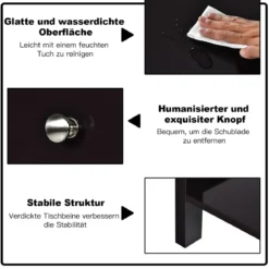 2er Set 2 Ebene Nachttisch mit Schublade Nachtkommode 48 x 40 x 58 cm Schwarz