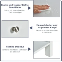 2er Set 2 Ebene Nachttisch mit Schublade Nachtkommode 48 x 40 x 58 cm Weiß