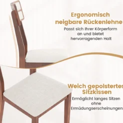 2er Set Esszimmerstühle mit Gepolstertem Sitz & Gummibaumholzbeinen Küchenstühle Essstuhl Walnuss