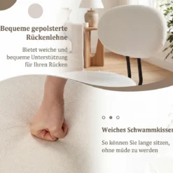 2er Set Esszimmerstühle mit Gepolsterter Sitzfläche & Rückenlehne Küchenstühle Essstühle Beige