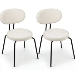 2er Set Esszimmerstühle mit Gepolsterter Sitzfläche & Rückenlehne Küchenstühle Essstühle Beige