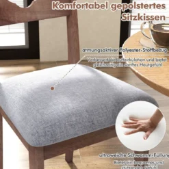 2er Set Esszimmerstühlen mit Gepolstertem Sitz Armlose Küchenstühle im Farmhaus-Stil