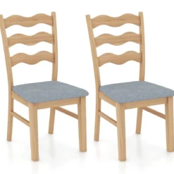 2er Set Esszimmerstuhl-Set mit Gepolsterter Sitzfläche & Gummibaumrahmen Akzentstühle