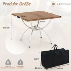 2er Set Faltbarer Campingtisch mit Holzmaserung-Tischplatte & Aluminiumgestell Strandtisch