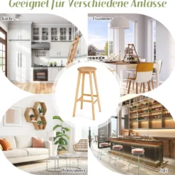 2er-Set Frühstücksstühle Barhocker aus Bambus 38 x 38 x 79 cm Natur