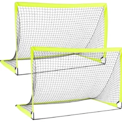 2er Set Fußballtor für Kinder mit Verstärkten Glasfaserstangen 180 x 120 x 120 cm Grün