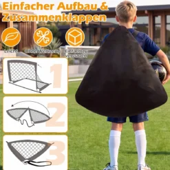 2er Set Fußballtor für Kinder mit Verstärkten Glasfaserstangen 120 x 95 x 95 cm Orange