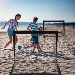 2er Set Fußballtor klappbar Fußball-Tor mit Montagezubehör und Tragetasche faltbares Fußballnetz 120 x 92 x 92cm Schwarz