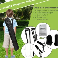 2er Set Fußballtor klappbar Fußball-Tor mit Montagezubehör und Tragetasche faltbares Fußballnetz 120 x 92 x 92cm Schwarz