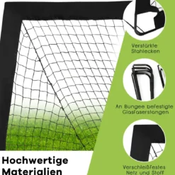 2er Set Fußballtor klappbar Fußball-Tor mit Montagezubehör und Tragetasche faltbares Fußballnetz 120 x 92 x 92cm Schwarz