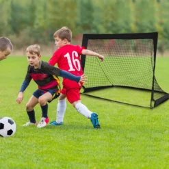 2er Set Fußballtor klappbar Fußball-Tor mit Montagezubehör und Tragetasche faltbares Fußballnetz 120 x 92 x 92cm Schwarz