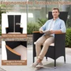 2er Set Gartenstühle mit Sitzkissen & Hochlehner Rattan Gartensessel bis 180 kg Belastbar Beige
