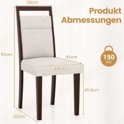 2er-Set gepolstertes Esszimmerstühle Küchenstuhl mit gepolstertem Sitz & neigbarer Rückenlehne Beige