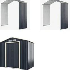 2er Set Gerätehaus Metall Erweitert-213 x 191 x 195 cm+Geräteschuppen abschließbar Gartenhaus Set