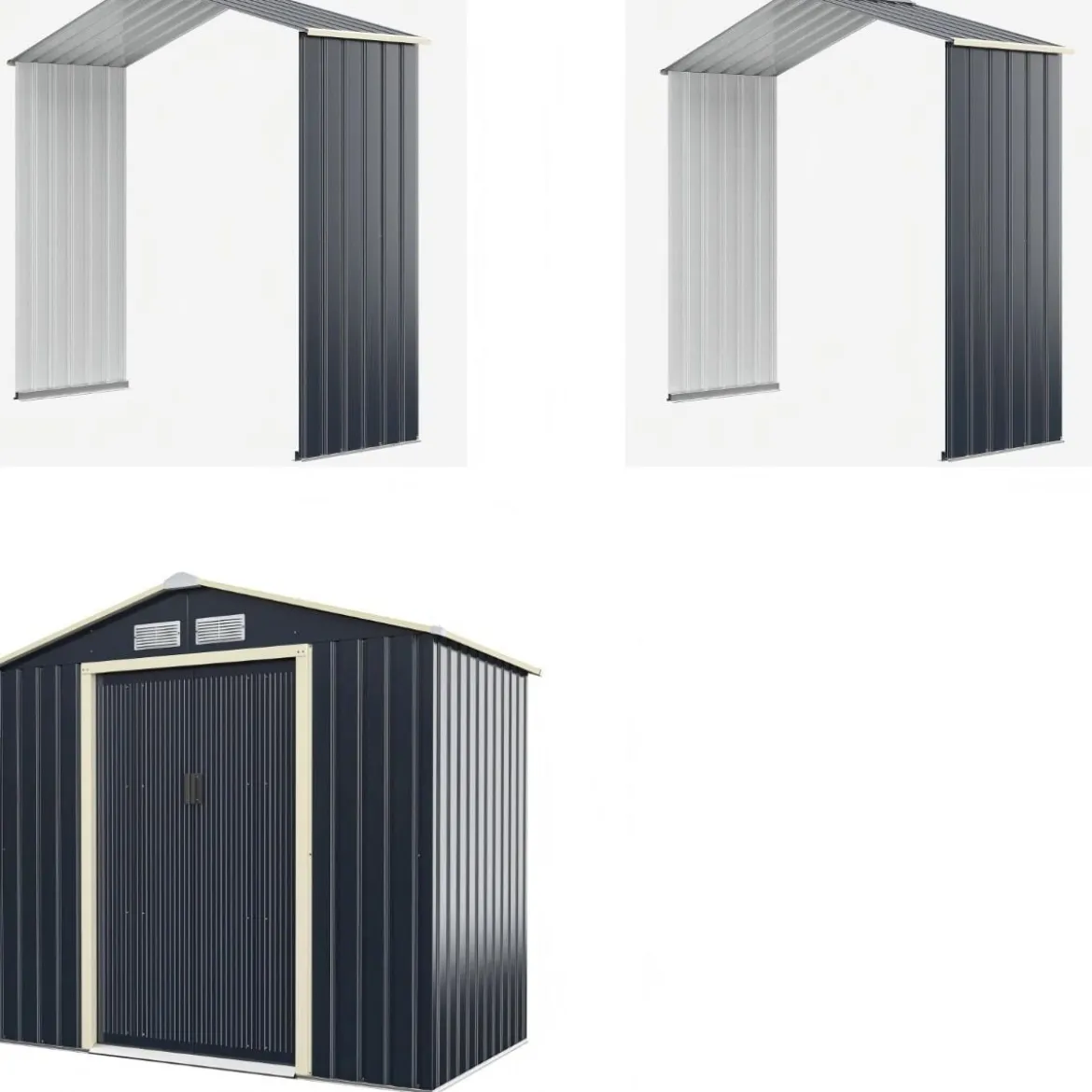 2er Set Gerätehaus Metall Erweitert-213 x 191 x 195 cm+Geräteschuppen abschließbar Gartenhaus Set