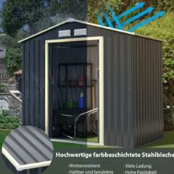 2er Set Gerätehaus Metall Erweitert-213 x 191 x 195 cm+Geräteschuppen abschließbar Gartenhaus Set