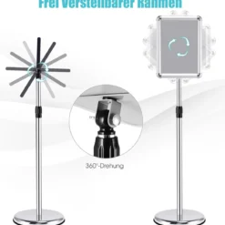 2er Set Höhenverstellbarer A4 Infoständer Drehbarer Plakatständer Kundenstopper Silber