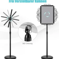 2er Set Höhenverstellbarer A3 Infoständer Drehbarer Plakatständer Kundenstopper Schwarz