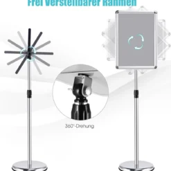 2er Set Höhenverstellbarer A3 Infoständer Drehbarer Plakatständer Kundenstopper Silber