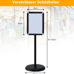 2er Set Höhenverstellbarer A4 Infoständer Drehbarer Plakatständer Kundenstopper Schwarz