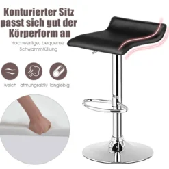 2er Set Höhenverstellbarer Barhocker mit Rückenlehne & Fußstütze 360° Drehstuhl